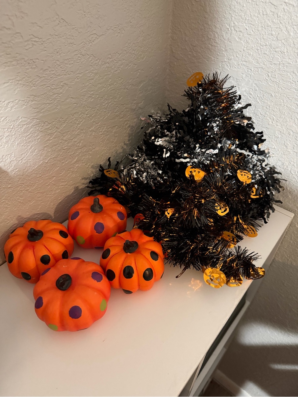 Halloween Orange Polka Dot Pumpkin Décor Set by